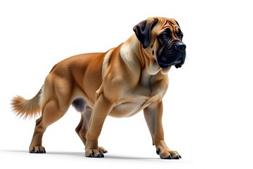 Obraz premium Majestic mastiff, powerful stance, white background, large, head shot