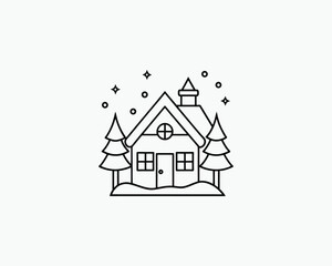 Christmas Cozy Winter Outline House Design