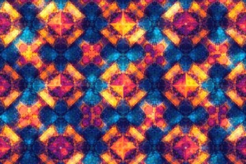 Abstract geometric shapes repeat in vibrant seamless design , colorful, backdrop, art