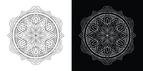 Simple line art mandala. flower creative mandala desigg.