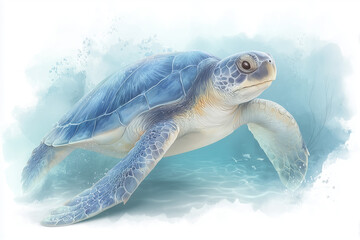Obraz premium drawt turtle swimming in the ocean