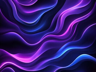 Obraz premium Abstract art featuring vibrant, glowing waves in shades of purple, blue, and dark background