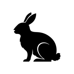 Cute easter bunny silhouette vector flat illustration design.