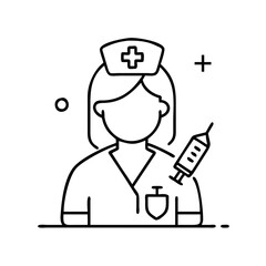 nurse icon, nurse line art - simple line art of nurse, perfect for nurse logos and icons