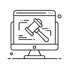online auction icon, online auction line art - simple line art of online auction, perfect for online auction logos and icons