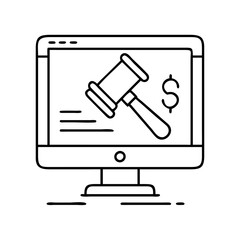 online auction icon, online auction line art - simple line art of online auction, perfect for online auction logos and icons