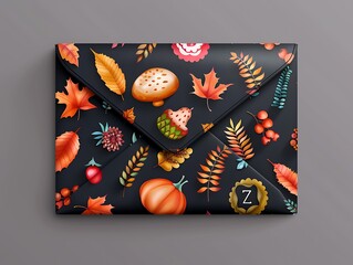 Autumn-themed hand-drawn mailer mockup studio digital design minimalist close-up creativity