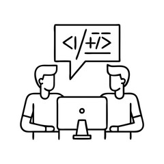 pair programming icon, pair programming line art - simple line art of pair programming, perfect for pair programming logos and icons