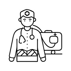 paramedic icon, paramedic line art - simple line art of paramedic, perfect for paramedic logos and icons
