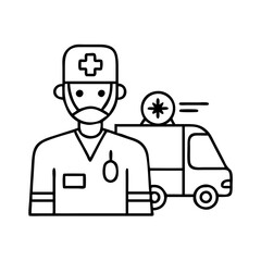paramedic icon, paramedic line art - simple line art of paramedic, perfect for paramedic logos and icons