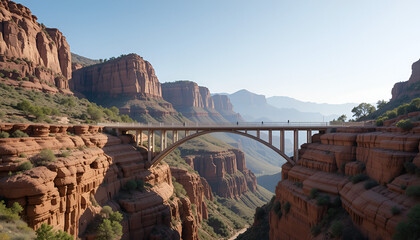 Modern Structure Meets Ancient Earth: A Minimalist Bridge Across a Canyon