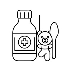 pediatric syrup icon, pediatric syrup line art - simple line art of pediatric syrup, perfect for pediatric syrup logos and icons