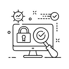 penetration testing icon, penetration testing line art - simple line art of penetration testing, perfect for penetration testing logos and icons