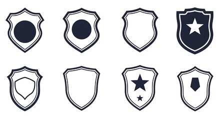 Shield Frame Collection with Badge Icons and Star Elements
