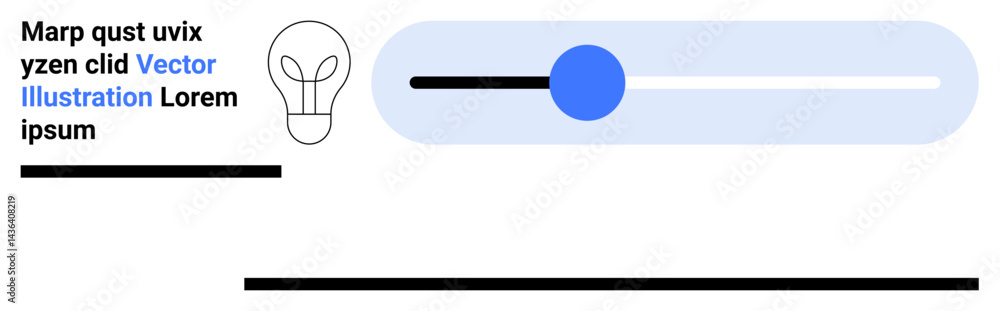 Poster lightbulb and text header alongside interactive-style slider bar. minimalist design. ideal for innov
