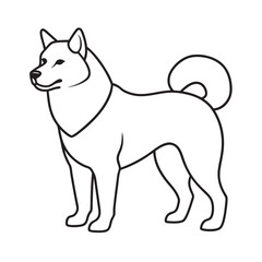 Akita Dog Simple Outline Vector