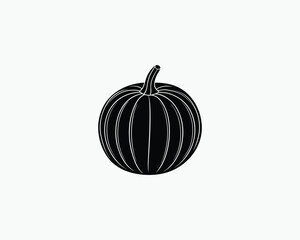 Pumpkin Harvest Fruit Outline Drawing Vector Illustration 