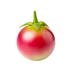 Single Red and Green Tomato Isolated on Black Background