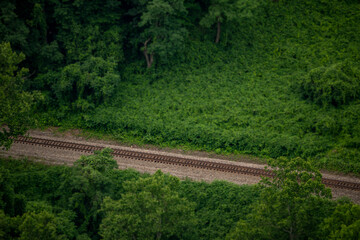 Empty Train Tracks Through The Green Valley Of New River Gorge