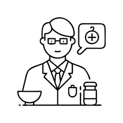 pharmacist icon, pharmacist line art - simple line art of pharmacist, perfect for pharmacist logos and icons