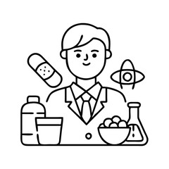 pharmacist icon, pharmacist line art - simple line art of pharmacist, perfect for pharmacist logos and icons