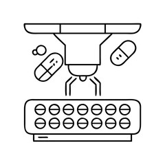 pill sorting machine icon, pill sorting machine line art - simple line art of pill sorting machine, perfect for pill sorting machine logos and icons