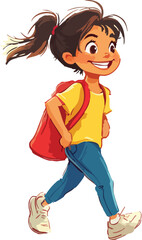 The cheerful student heads to school, ready to learn and make new friends.