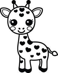 Cute sticker style vector illustration of a kawaii giraffe