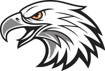 Obraz premium Stylized eagle head logo with fierce expression and sharp beak in vector graphic style