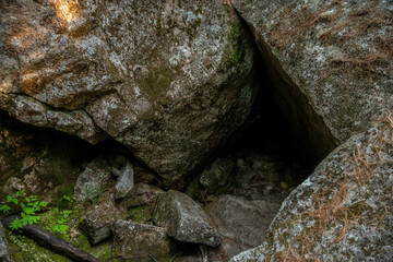 Giant Slide Trail Covered with Areas of Granite Rock Fall