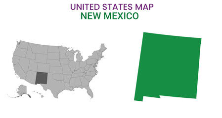 New mexico map of USA state. New mexico map vector illustration. New mexico vector map on white background.