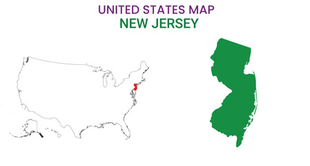 New Jersey map of USA state. New Jersey map vector illustration. New Jersey vector map on white background.