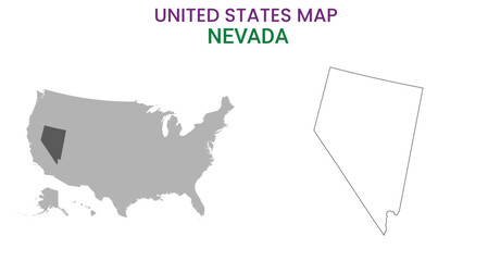 Nevada map of USA state. Nevada map vector illustration. Nevada vector map on white background.