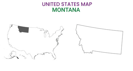 Montana map of USA state. Montana map vector illustration. Montana vector map on white background.