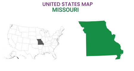 Missouri map of USA state. Missouri map vector illustration. Missouri vector map on white background.