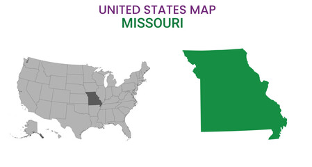 Missouri map of USA state. Missouri map vector illustration. Missouri vector map on white background.