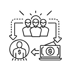 referral program icon, referral program line art - simple line art of referral program, perfect for referral program logos and icons