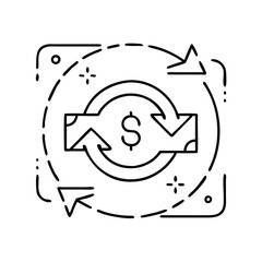 refund icon, refund line art - simple line art of refund, perfect for refund logos and icons