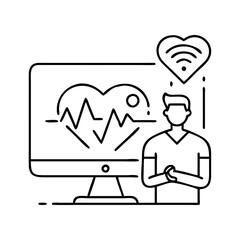 remote health monitoring icon, remote health monitoring line art - simple line art of remote health monitoring, perfect for remote health monitoring logos and icons
