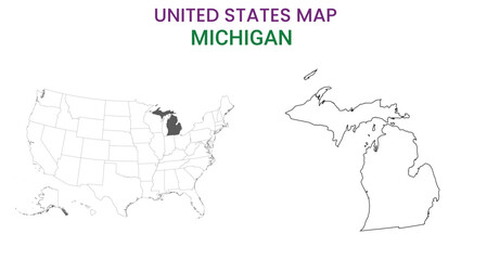 Michigan map of USA state. Michigan map vector illustration. Michigan vector map on white background.