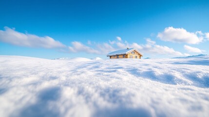 A lone cabin resting in the winter mountain, perfect for nature inspiration, meditation content, and background art