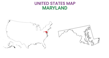 Maryland map of USA state. Maryland map vector illustration. Maryland vector map on white background.