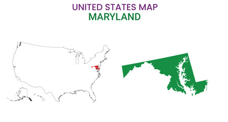Maryland map of USA state. Maryland map vector illustration. Maryland vector map on white background.