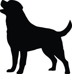 Rottweiler Dog Bark Pose Sideview Silhouette Illustration Vector