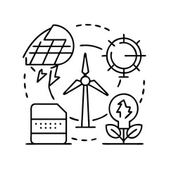 renewable energy tech icon, renewable energy tech line art - simple line art of renewable energy tech, perfect for renewable energy tech logos and icons