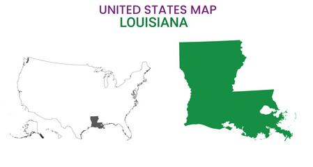 Louisiana map of USA state. Louisiana map vector illustration. Louisiana vector map on white background.