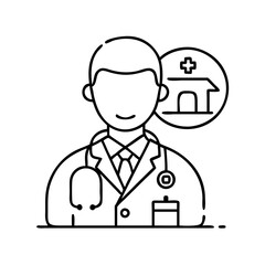 resident doctor icon, resident doctor line art - simple line art of resident doctor, perfect for resident doctor logos and icons