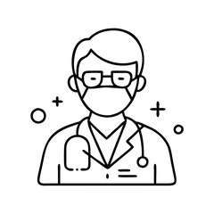 resident doctor icon, resident doctor line art - simple line art of resident doctor, perfect for resident doctor logos and icons
