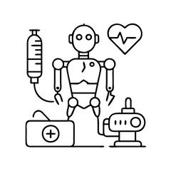 robotics in medicine icon, robotics in medicine line art - simple line art of robotics in medicine, perfect for robotics in medicine logos and icons