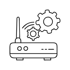 Obraz premium router settings icon, router settings line art - simple line art of router settings, perfect for router settings logos and icons